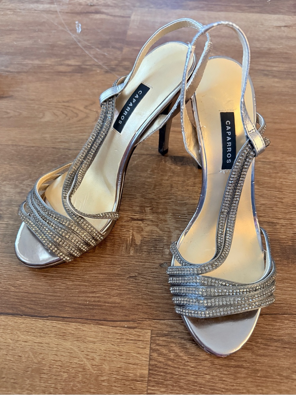Caparros Silver Rhinestone Slingback Heels